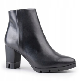 Marco Shoes Djärva stövlar tillverkade av naturligt läder med en tjock häl svart 1