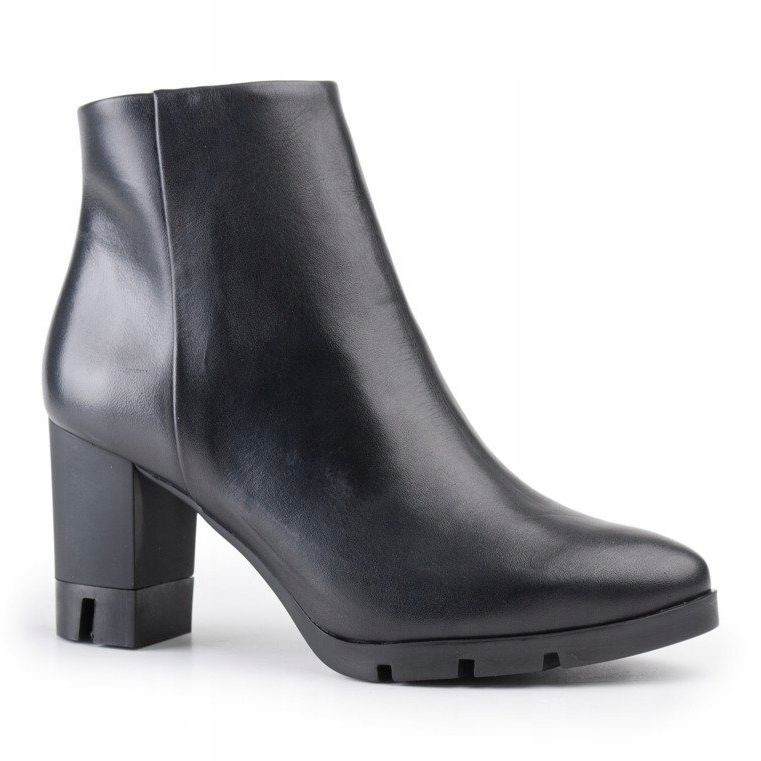 Marco Shoes Djärva stövlar tillverkade av naturligt läder med en tjock häl svart 1