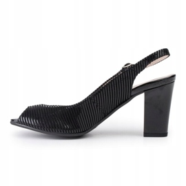 Marco Shoes Sandaler utan tå och häl i svart läder med ränder 2