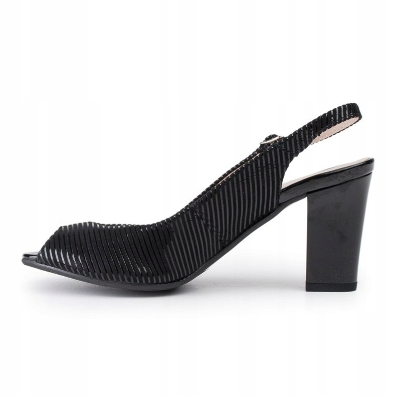 Marco Shoes Sandaler utan tå och häl i svart läder med ränder 2