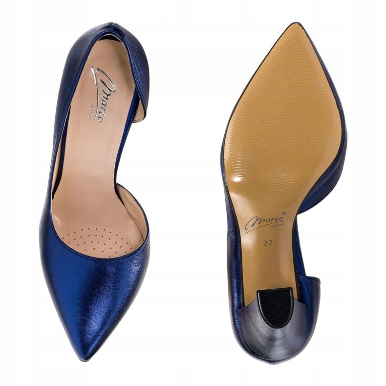 Marco Shoes Marinblå skor med öppen sida 1