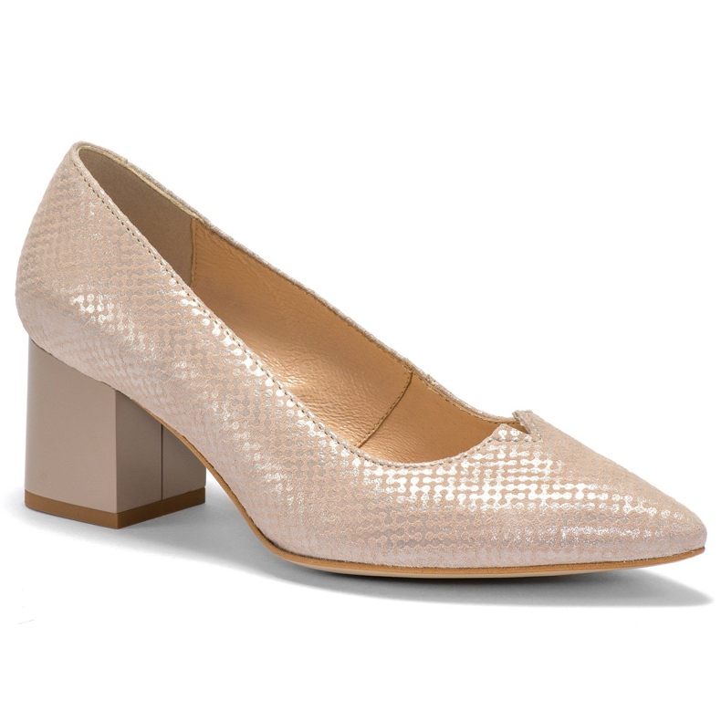 Marco Shoes Beige 1038P skor med stabil häl 2