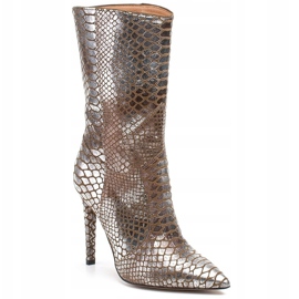 Marco Shoes Metalliska damskor på stilett med djurmotiv beige silver- 1