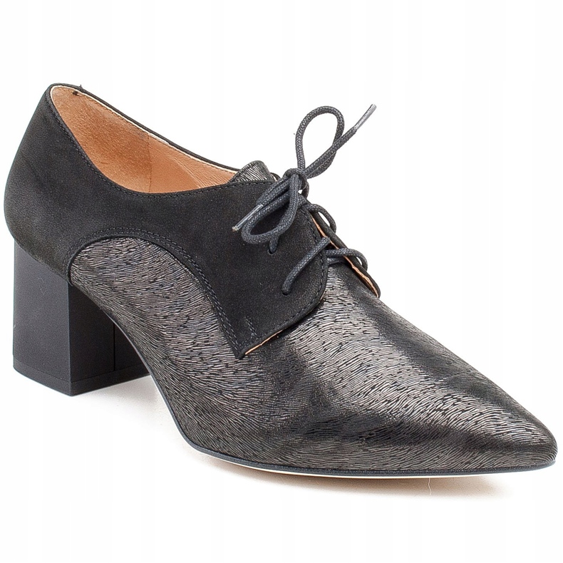 Marco Shoes Svarta snörskor 1248P i mocka med mönster 1