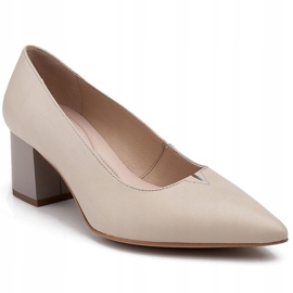 Marco Shoes Beige 1038P pumpar på en stabil häl 2