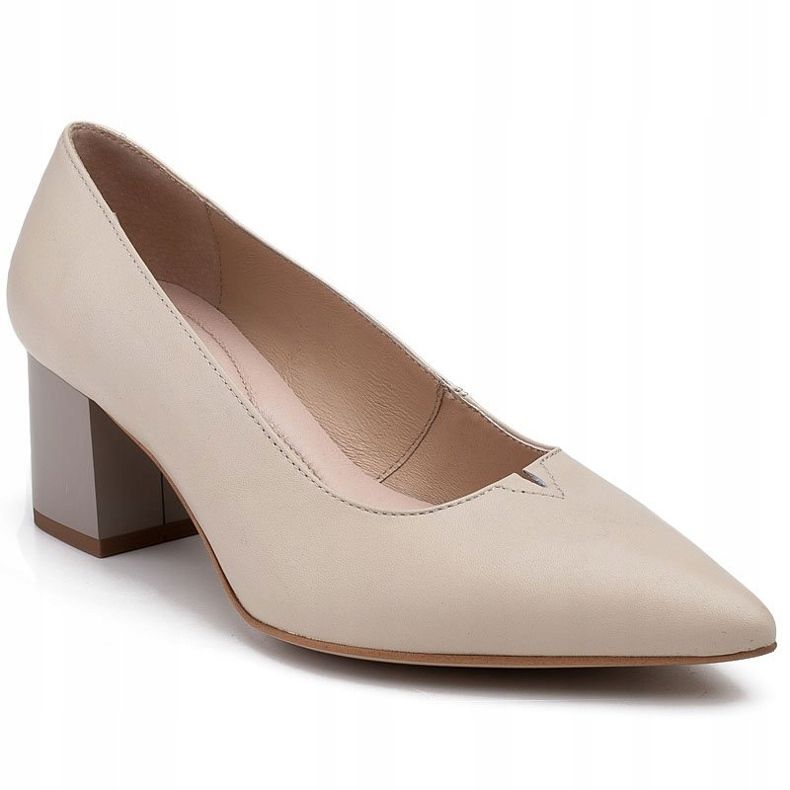 Marco Shoes Beige 1038P pumpar på en stabil häl 2
