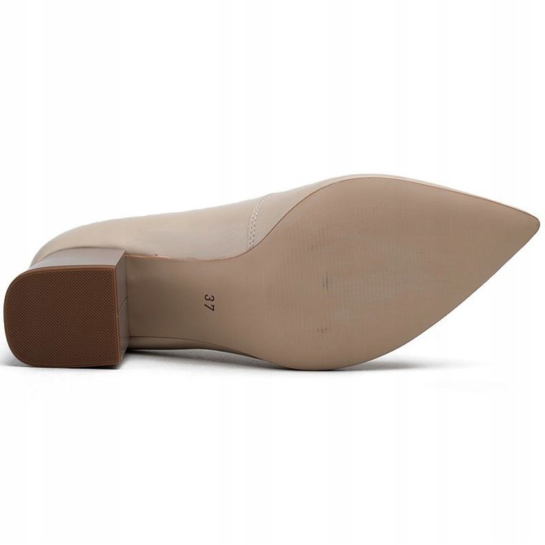 Marco Shoes Beige 1038P pumpar på en stabil häl 1