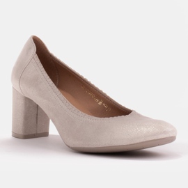 Marco Shoes Pumpar gjorda av velour getklackar beige 1