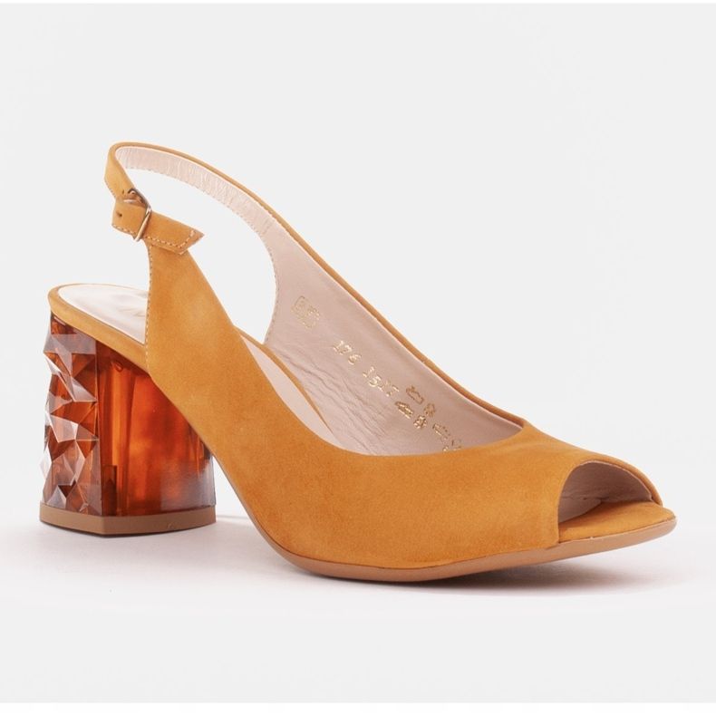 Marco Shoes Läder sandaler gula med en 3D 1517P häl 1