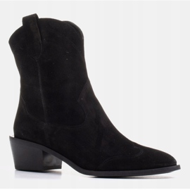 Marco Shoes Svarta cowboystövlar tillverkade av naturmocka utan isolering 1