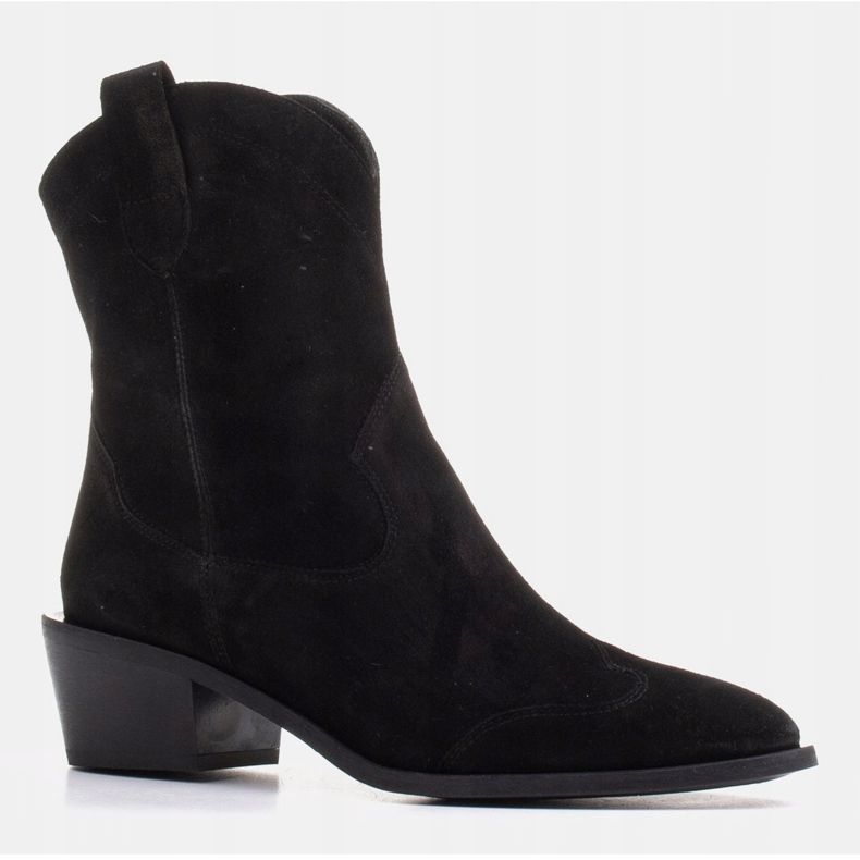 Marco Shoes Svarta cowboystövlar tillverkade av naturmocka utan isolering 1