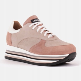 Marco Shoes Sneakers på en tjock sula av naturläder beige 1