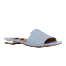 Marco Shoes Eleganta damtofflor i präglat läder blå 1