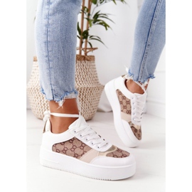 Sportskor Sneakers på plattformen vit och guld Allisone gyllene 2