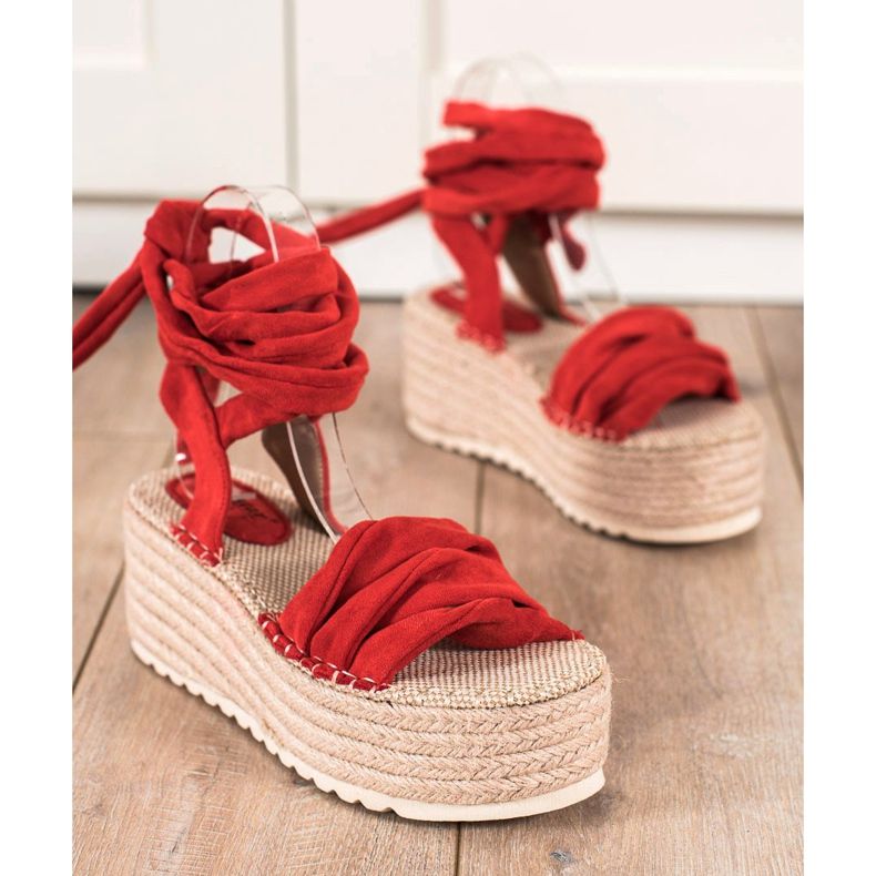 Seastar Knutna sandaler på en hög plattform röd 1