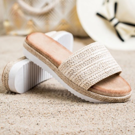 SHELOVET Espadrilles tofflor på plattformen beige 1