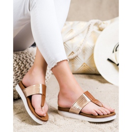 Cm Paris Bekväma eko läder flip-flops brun gyllene 1