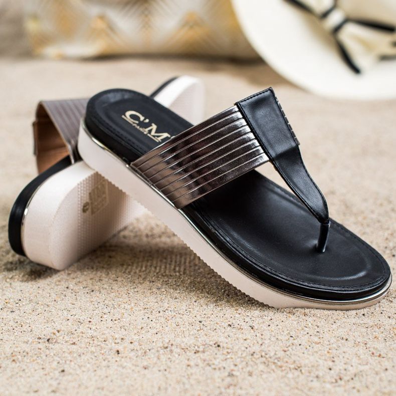 Cm Paris Bekväma eko läder flip-flops svart 1