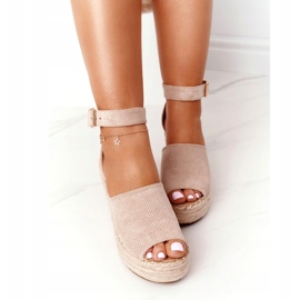 MSMG Beige Makenna Wedge Sandaler med flätor 4