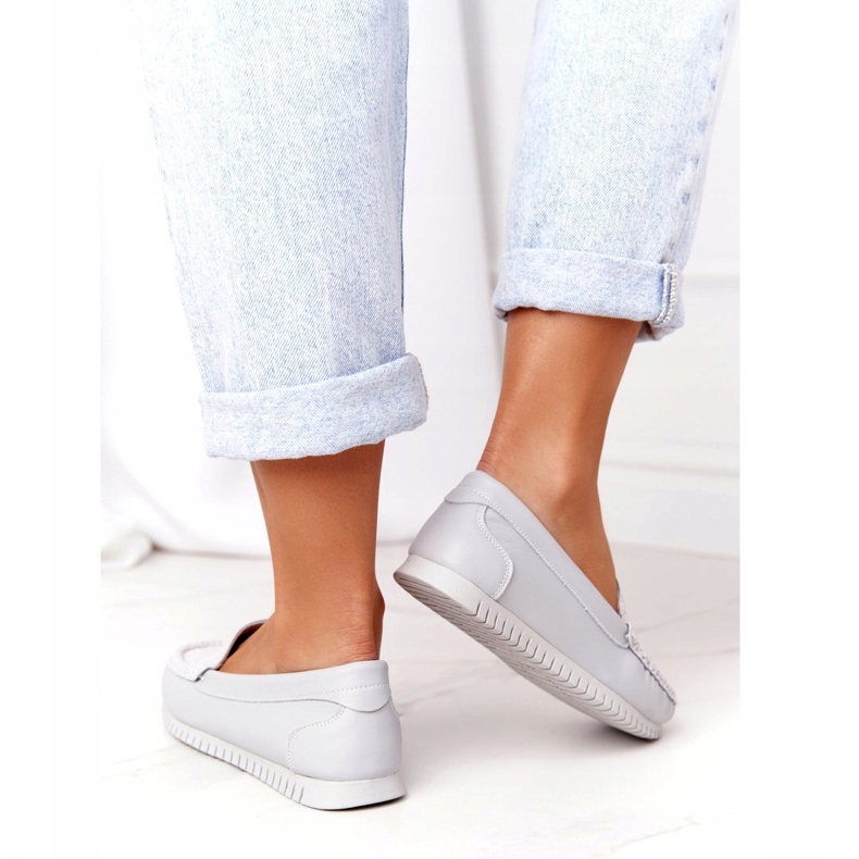 Kvinnor Läder Loafers S.Barski 97630 Grå 2