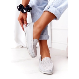 Kvinnor Läder Loafers S.Barski 97630 Grå 5