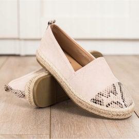 Bestelle Espadriller med ormtryckinsats beige 1