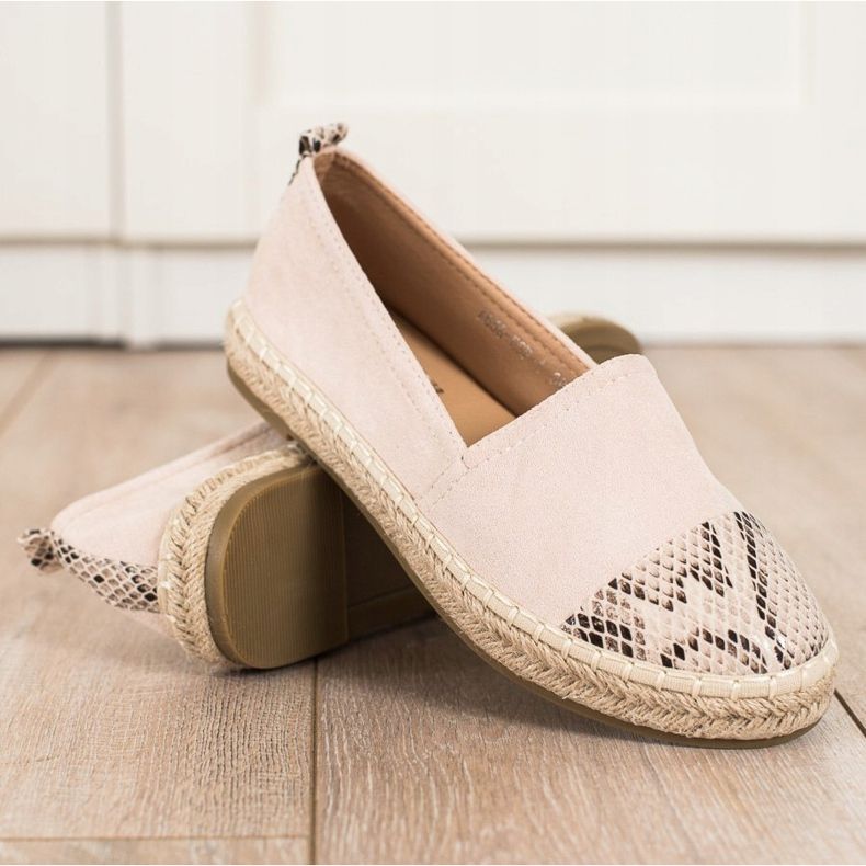 Bestelle Espadriller med ormtryckinsats beige 1
