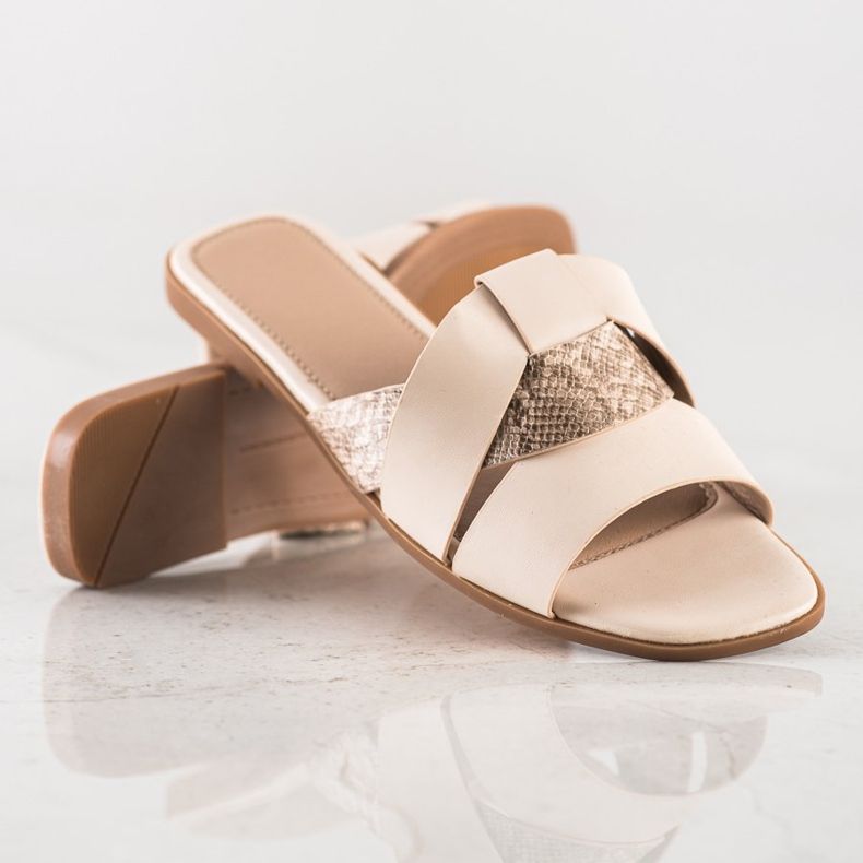 SHELOVET Tofflor Med Snake Print Insats beige 1