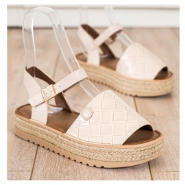 SHELOVET Espadrilles sandaler med ekoläder beige 2
