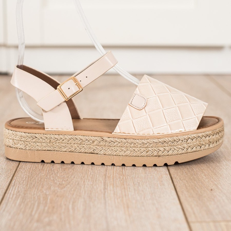 SHELOVET Espadrilles sandaler med ekoläder beige 1