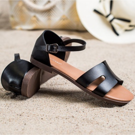 Ideal Shoes Klassiska sandaler tillverkade av ekoläder svart 1