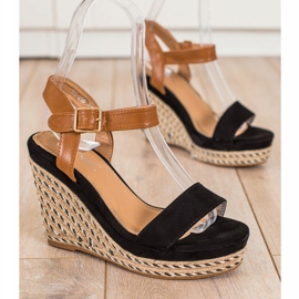 SHELOVET Espadrilles On Wedge Sandals svart 1