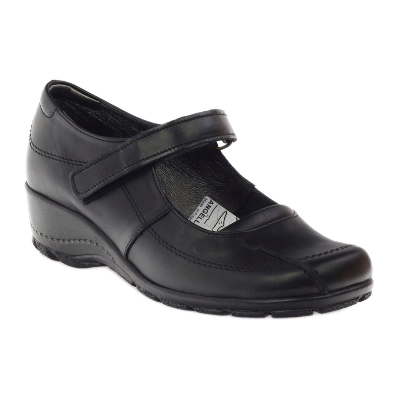Pumps on wedges naturläder Angello 371 svart 1