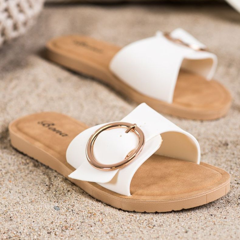 Bona Tofflor med dekorativt spänne vit 1