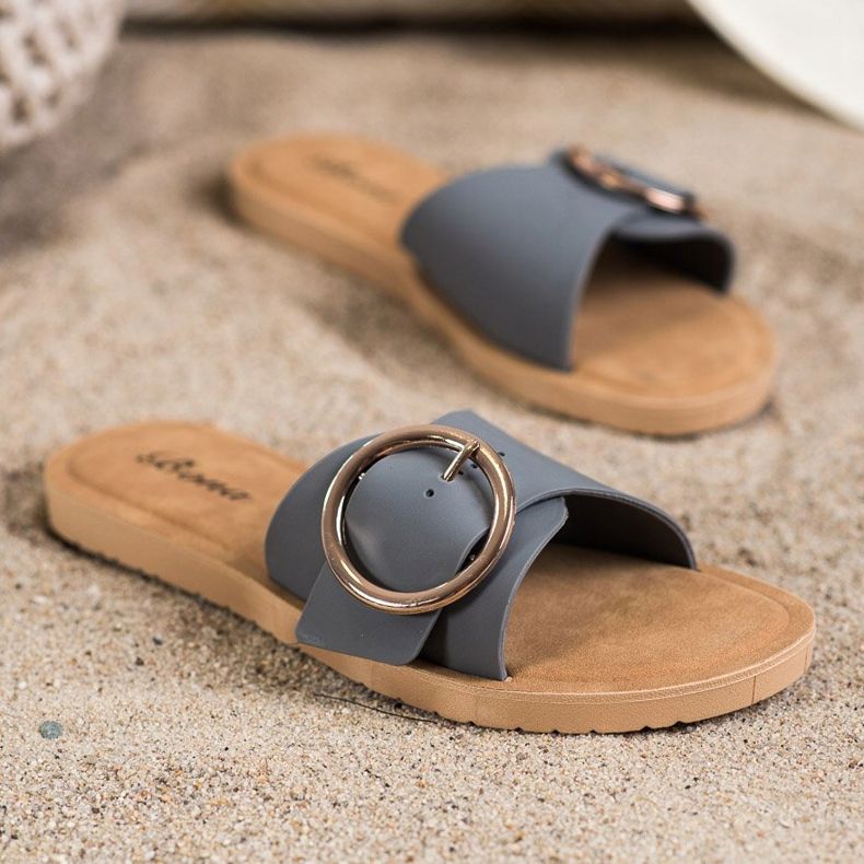 Bona Tofflor med dekorativt spänne grå 1