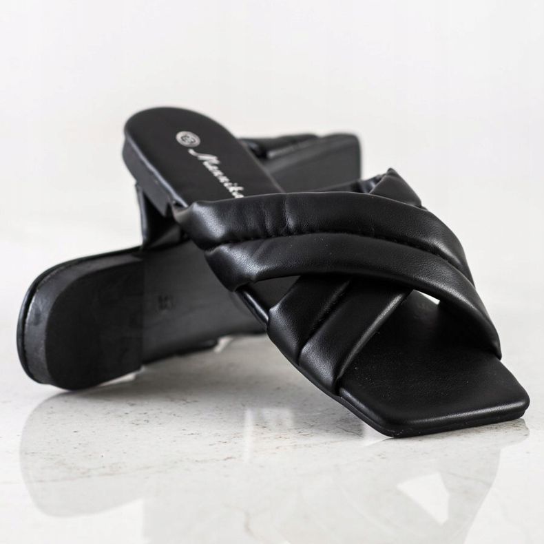 Mannika Bekväma Eco Leather Tofflor svart 1