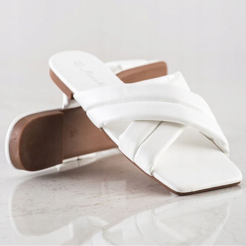 Mannika Bekväma Eco Leather Tofflor vit 1