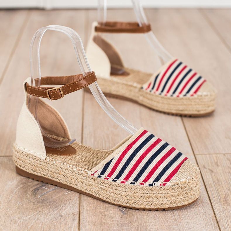 Clowse Randig Espadrilles med spänne beige röd mångfärgad 1