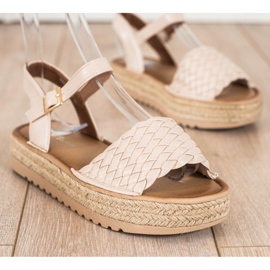 SHELOVET Flätade Espadrilles sandaler beige 1