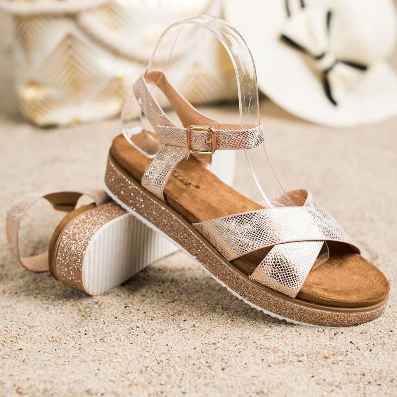 Bestelle Sandaler på glitterplattformen gyllene 1