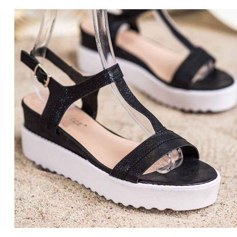 Bestelle Skimrande kilsandaler svart 1