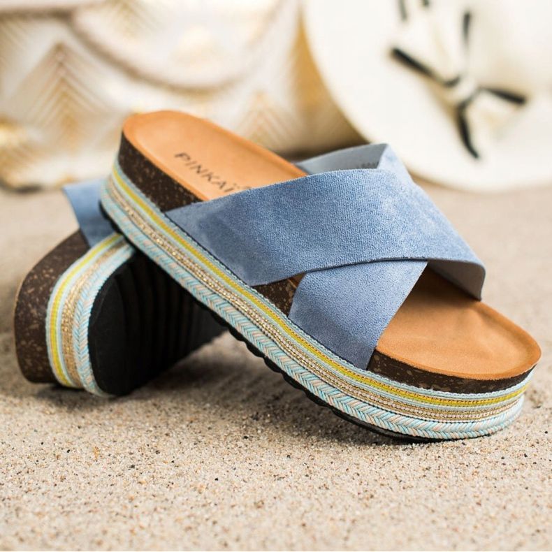 SHELOVET Blå mocka tofflor 1