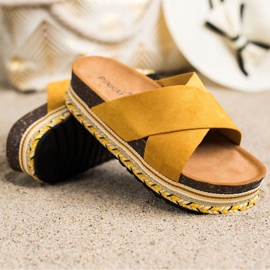 SHELOVET Senap mocka tofflor gul 1