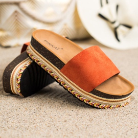 SHELOVET Bekväma mocka tofflor orange 1