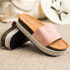 SHELOVET Bekväma mocka tofflor rosa 1