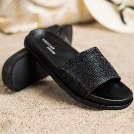 SHELOVET Svarta blanka tofflor 1