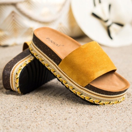 SHELOVET Bekväma mocka tofflor gul 1