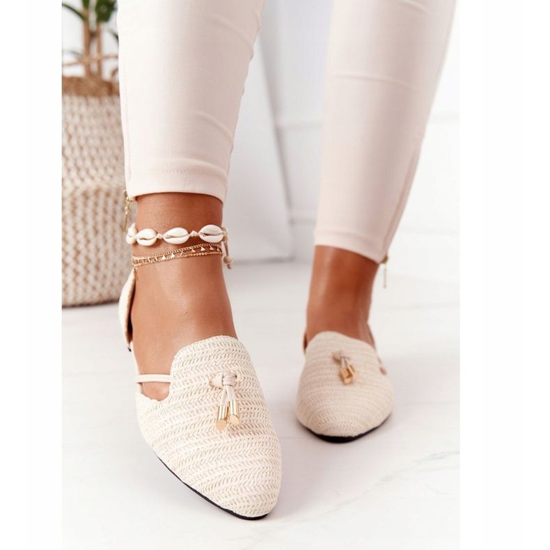 Ballerina Spitz med flätad linje Lu Boo Beige 1