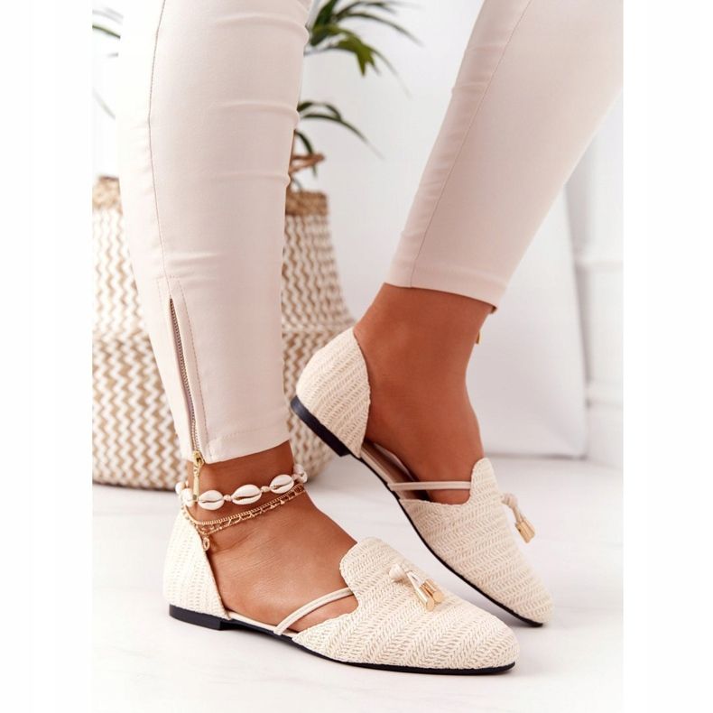 Ballerina Spitz med flätad linje Lu Boo Beige 2