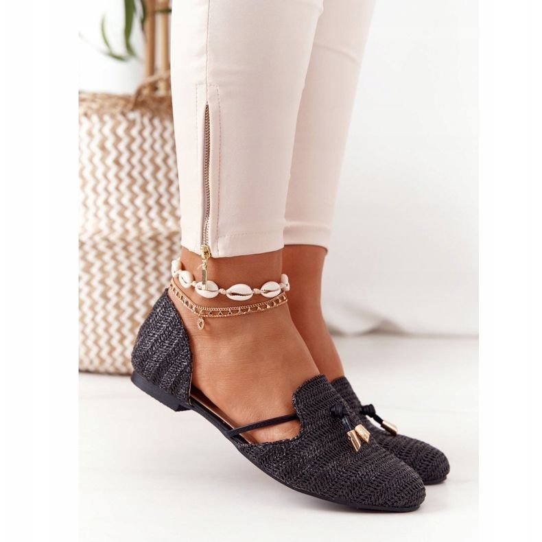 Ballerinor i spets med flätad linje Lu Boo svart 2